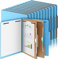 24 Pcs Classification Folders Letter Size, Back to School Supply for Teacher, Student, 2 Pocket Dividers Pressboard File Folder Bulk with 2 Fasteners, 2 in Expanding File Organizer (Blue)