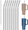Tomorotec 8-Pack Bent Stainless Steel Straws for 40oz Stanley Tumblers, 12" Metal Straws for Stanley Cup with 1 Brush, Reusable Drinking Straws for Smoothies, Milkshakes, Dishwasher Safe (Silver)