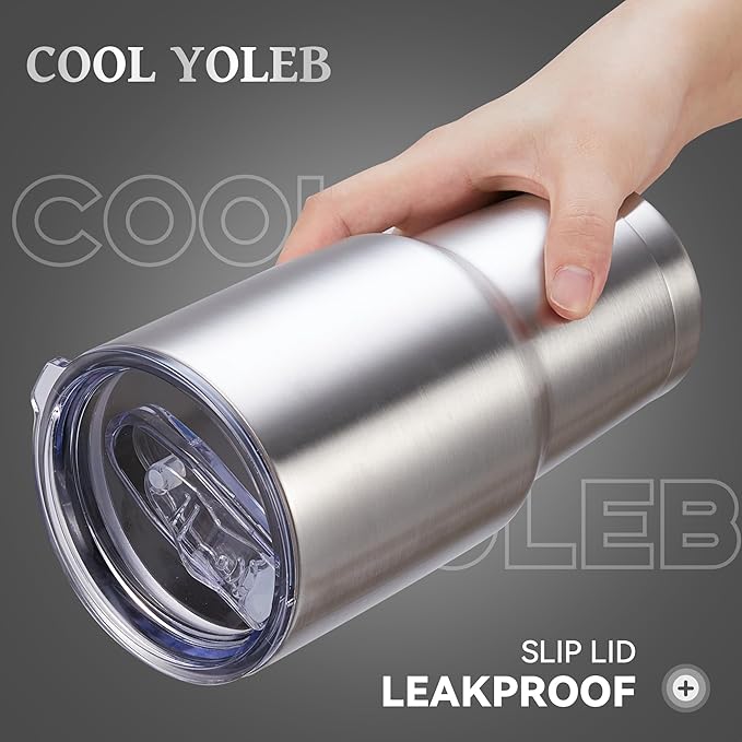 30 oz Tumbler with Lid Stainless Steel Tumblers Bulk Vacuum Insulated Cup Reusable Powder Coated Travel Mug Double Wall Leak Proof Cups Keep Cold Drinks for 12 Hours Stainless, Set of 4