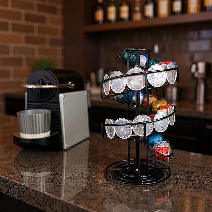 Coffee Pod Carousel Holder, Coffee Pod Storage Stand Organizer Holds up to 30 for Countertop Home Office Kitchen