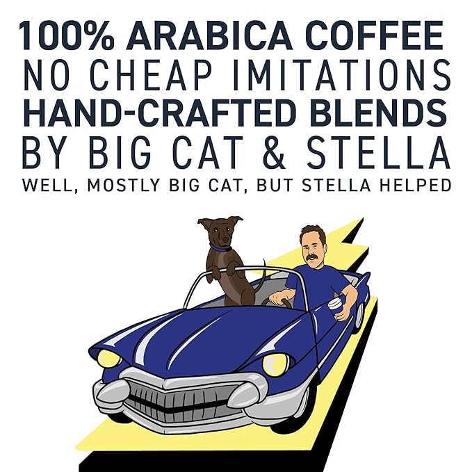 Stella Blue Ground Coffee, Electric Avenue Blend, Dark Roast, Toffee, Dark Chocolate & Subtle Smokiness Notes, 100% Arabica, Ethically Sourced from Central and South America, 12 oz bag