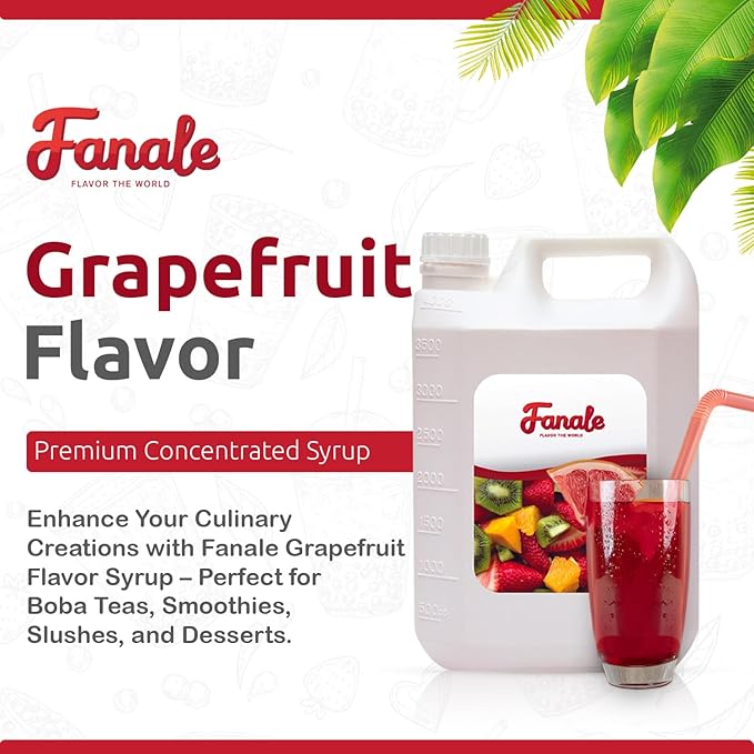 Fanale Premium Flavoring Concentrated Syrup for Bubble Tea 11 lb | Grapefruit Flavor Syrup | for Boba Tea, Smoothies, Slushes, Desserts | 11lb | Pack of 4 | SRP200-CS