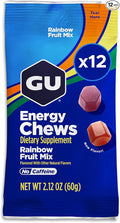 GU Energy Chews, Rainbow Mix Energy Gummies with Electrolytes, Dairy-Free, On-The-Go Energy for Any Workout, 12 Bags (24 Servings Total)