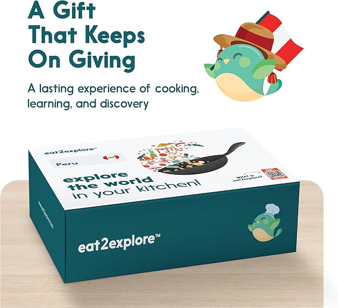 eat2explore Cooking Kits for Kids – Interactive & Educational Kids Cooking Sets Real for Ages 5 and Up,3 Recipe Cards & Global Ingredients – Fun Gift for Young Chefs (Peru Edition)
