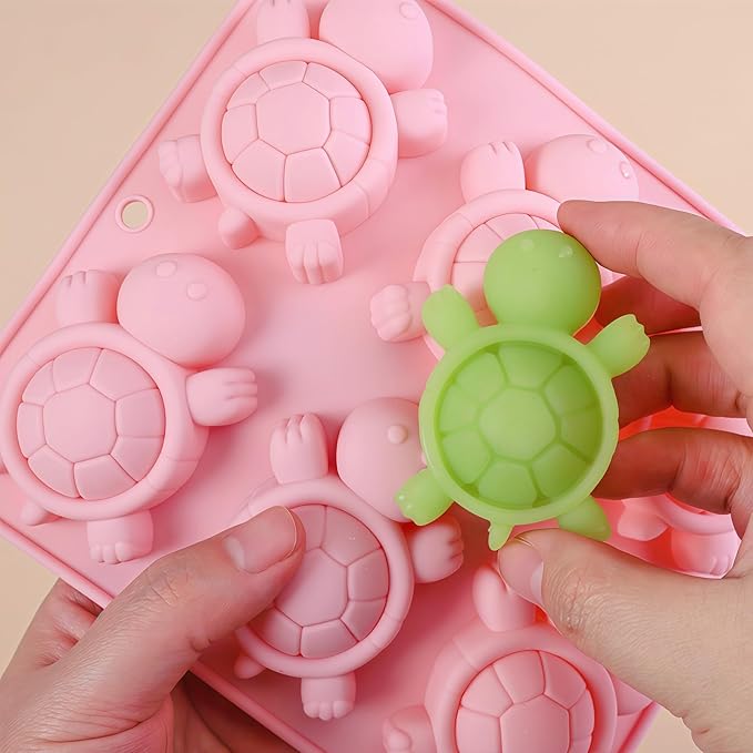 2 Pcs Turtle Ice Cube Molds, 6 Cavity Turtle Shaped Silicone Molds, for Chocolate, Candy, Jello, Wax Melts, Muffin, Cupcake Cake Decor, Gummies