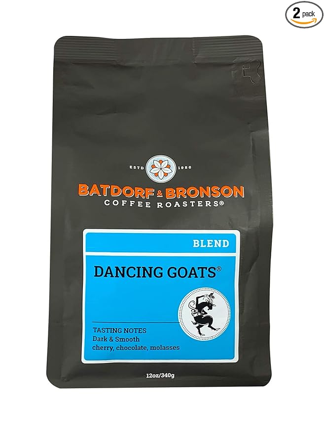 Batdorf & Bronson Dancing Goats Blend, Whole Bean Coffee, 12 oz (2 Pack)