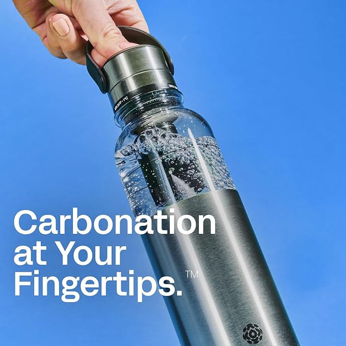 Portable Soda Maker - Sparkling Water Maker with 17 oz Bottle | On-Bottle Carbonator | Stainless Steel & Tritan | Refillable CO2 Capsules