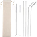 Set of 4 Reusable Metal Straws, Long Stainless Steel Straw with Cleaning Brushes and Case, Drinking for 30 oz and 20 oz Tumblers.