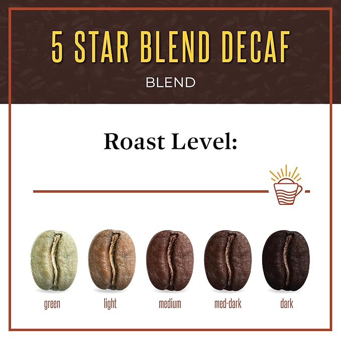 San Diego Coffee 5 Star Blend DECAF, Dark Roast, Whole Bean Coffee, 16-Ounce Bag Café en grano tostado descafeinado