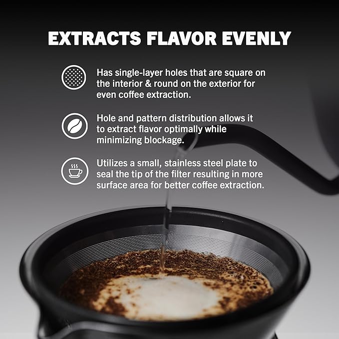 Able KONE for Chemex: The Original Reusable Black Titanium Coffee Filter