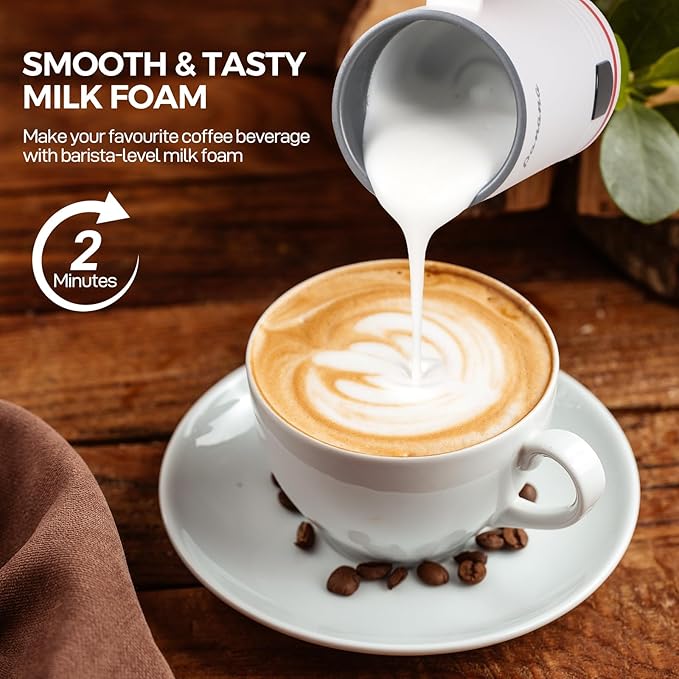 Electric Milk Frother, 4 in 1 Milk Steamer, 14.5oz/430ml Automatic Warm and Cold Foam Maker for Coffee,Latte, Cappuccino, Macchiato, Hot Chocolate (White)