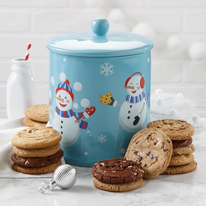 Mrs. Fields Snowman Cookie Jar - Assorted with 14 Original Cookies in 5 Classic Flavors