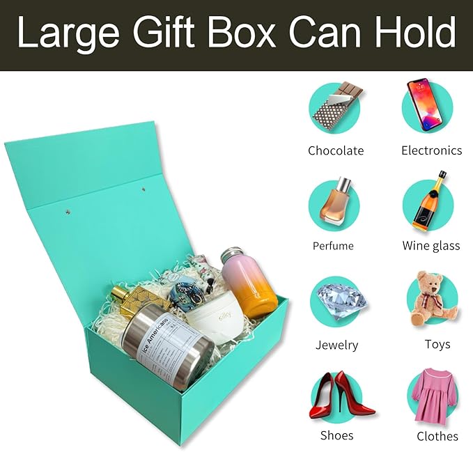 Joyscoop Large Gift Box 5 Pack 13 x 9 x 4.3 inch with Magnetic Lids, Luxury Gift Box for Mother's Day, Birthday, Weddings, Baby Showers, and More