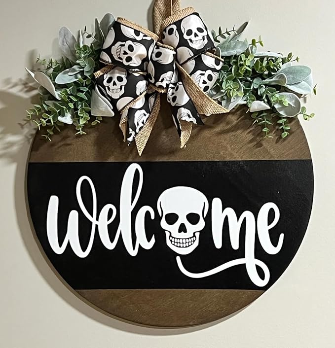 Halloween Stencils for Door Mats Welcome Skeleton Doormat Stencils Boo Spooky Stencil Templates for Painting on Wood Fabrics Crafts Decor