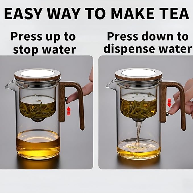 Enchanti Tea Pot, Creative Witchcraft Magic Glass Teapot, Detachable Loose Tea Glass Tea Infuser, Ideal for Tea Steeper-20oz (approx. 600 ml)(Gray)