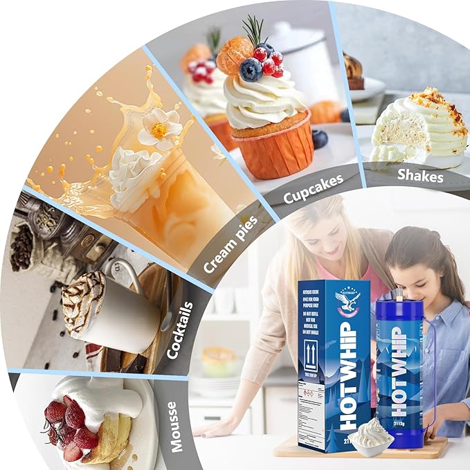 Whipped Cream Chargers 3.3L Tank,2112gx2 Original Flavor Premium Whip Cream Cylinder Food Grade 99.99% Purity Leak Proof Dispenser,2 Count