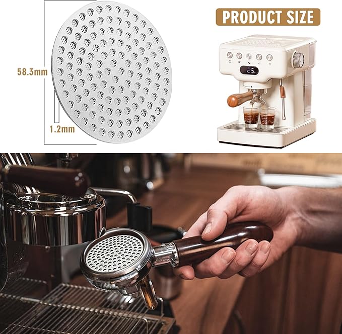 58.35mm Espresso Puck Screen, Stainless Steel Reusable Espresso Filters, 150μm, Bottomless Portafilter Filter Accessories for Espresso Portafilter Filter Basket