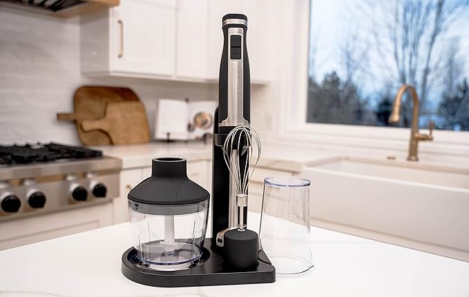 Blendtec Immersion Blender - Handheld Stick Blender, Whisk, and Food Processor - Includes 3 Attachments, 20 oz BPA-Free Jar, and Storage Tray - Stainless Steel