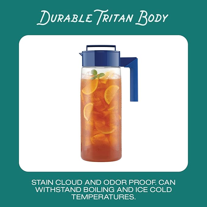 Takeya Airtight Pitcher - Everyday-Use Airtight Pitcher for Iced Tea & More - Clear Pitcher with Lid - Lightweight Kitchen Essential - Spill-Proof & Durable Kitchenware - 2 Quart, Avocado