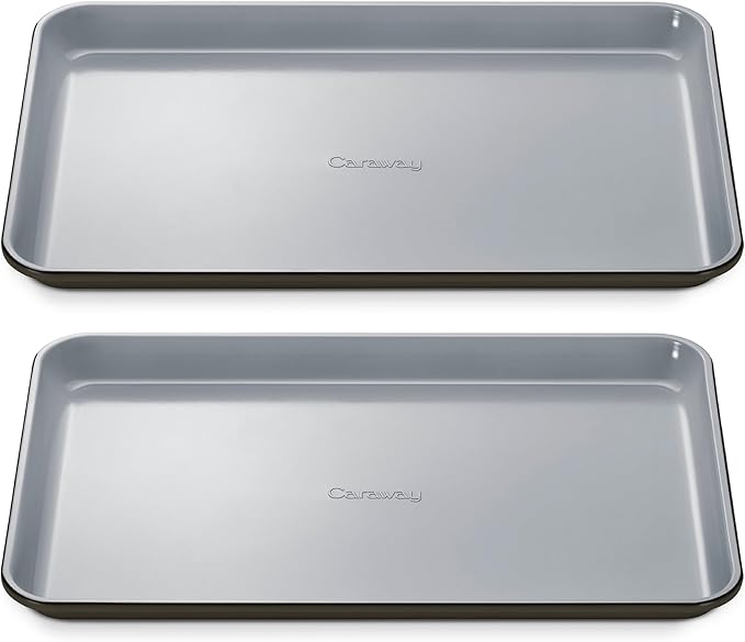Caraway Non-Stick Ceramic Medium Baking Sheet - Naturally Slick Ceramic Coating - Non-Toxic, PTFE & PFOA Free - Perfect for Baking, Roasting, and More - Medium (15" x 10") - Black