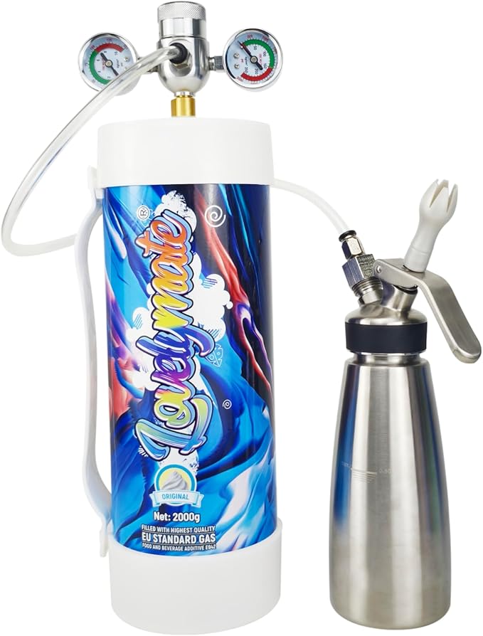 Whipped Cream Charger Tank 3.3L 2000G Whip Cream Charger Cylinder Food Grade Flavored (Tips Included) (6, Original)