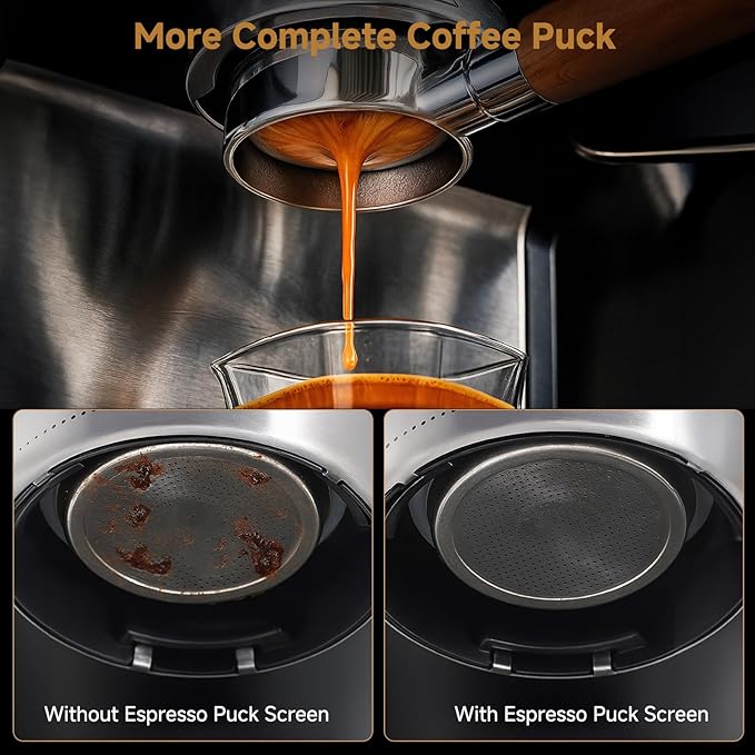 2 Pieces Espresso Puck Screen,Metal Coffee Filter,1.0mm & 1.7mm Thickness 150μm - 316 Stainless Steel,Reusable Barista Espresso Filters for Espresso 51mm Portafilter Filter Basket