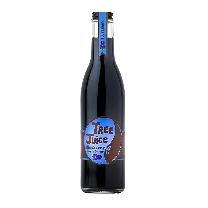 Tree Juice Blueberry Maple Syrup | 100% Pure Grade A Maple Syrup | All Natural, Non GMO, Vegan, Gluten Free, Vegetarian, Paleo | 12 Ounce Bottle