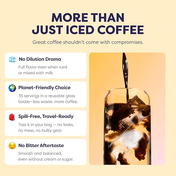 Javvy Coffee Concentrate - Cold Brew Coffee, Perfect for Hot or Iced Instant Coffees, Hot Drinks, Cold Brew Concentrate, 35 Servings - Original Decaf