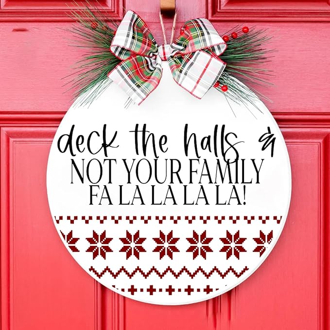 Christmas Stencils for Painting on Wood 12” Christmas Stencils for Crafts Reusable Holiday Doormat Stencil for Porch Hanger Fabrics Decor(Xmas Half RD Stencil 05/18P)