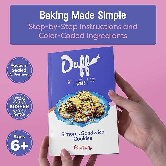 Baketivity Pretzel & S’mores Sandwich Cookies Baking Kit Bundle for Kids – DIY Cooking Set with Pre-Measured Kosher Ingredients, Decorating Supplies, Illustrated Recipes & Video Guides – Ages 6-12+