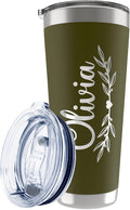 Be Burgundy Personalized Tumbler with Engraved Name - 12 Designs, 30 Oz Coffee Tumbler with Slider Lid, Army Green, Double Wall Insulated - Gift for Men, Husband, Personalized Gift for Him