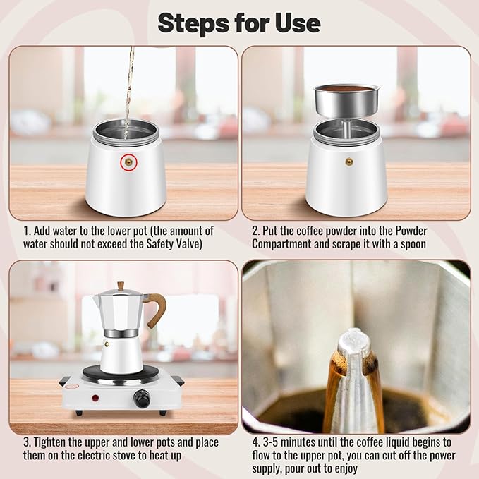 9 Cup Aluminum Moka Pot Classic Stovetop Espresso Coffee Maker 450ml 15oz Coffeemaker Percolator Mocha Express Preferred Cafe Makers for Italian and Cuban Café Brewing White