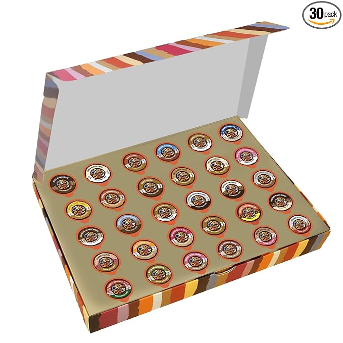 Crazy Cups Deluxe Holiday Flavored Coffee Gift Box, Assorted Flavored Coffee for Keurig K-Cups Machines, Medium Roast Coffee in Recyclable Pods, 30 Count…