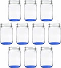 DISCOUNT PROMOS Decorating Mason Jars 12 oz. Set of 10, Bulk Pack - Glass Jars for Overnight Oats, Candies, Fruits, Pickles, Spices, Beverages - Blue