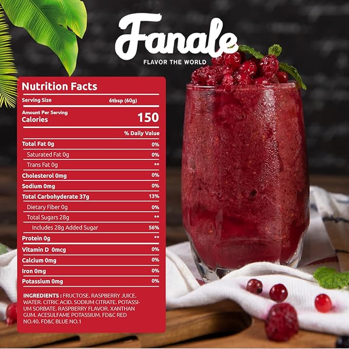 Fanale Premium Flavoring Concentrated Syrup for Bubble Tea 11 lb | Raspberry Flavor Syrup | for Boba Tea, Smoothies, Slushes, Desserts | 11lb | Pack of 4 | SRP270-CS