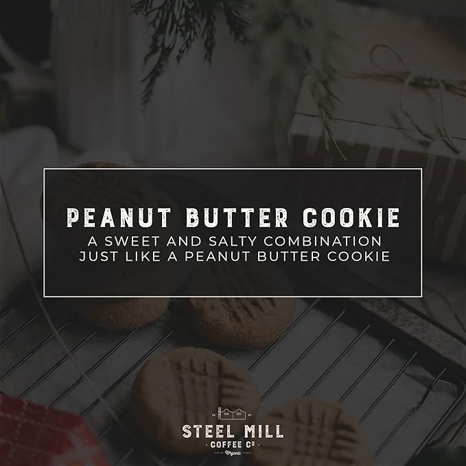 Steel Mill Coffee Co. Peanut Butter Cookie Flavored Coffee - Ground Coffee, Regular, Medium Roast, 100% Arabica Beans, Vegan, Gluten-Free, Sugar-Free, 12 oz Bag