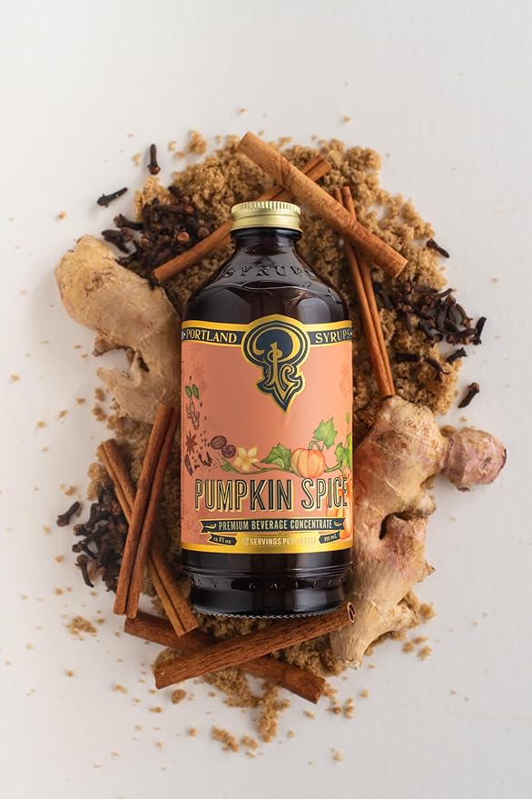 Portland Syrups Pumpkin Spice - Drink Mix for Exceptional Cocktails, Sugar Syrup for Drinks, Simple Syrup for Coffee, Mocktails, Baking, 12 oz, Pack of 2