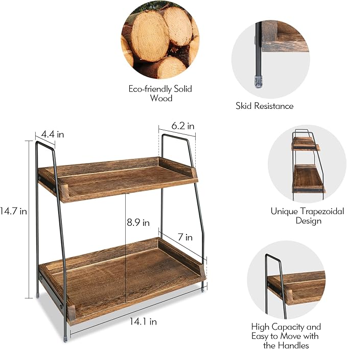 Yusepure Coffee Bar Accessories and Organizer Countertop, Coffee Station Organizer Kitchen Counter Shelf Organizer,Coffee Condiment Storage,Cup Lid Holder Countertop Shelf for Bathroom (Dark Brown)