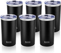 HASLE OUTFITTERS 12 oz Skinny Tumbler, Stainless Steel Insulated Slim Tumbler set bulk with Lid, Reusable Double Wall Travel Coffee Mug, Durable Powder Coated Travel Water Cup(Black,6)