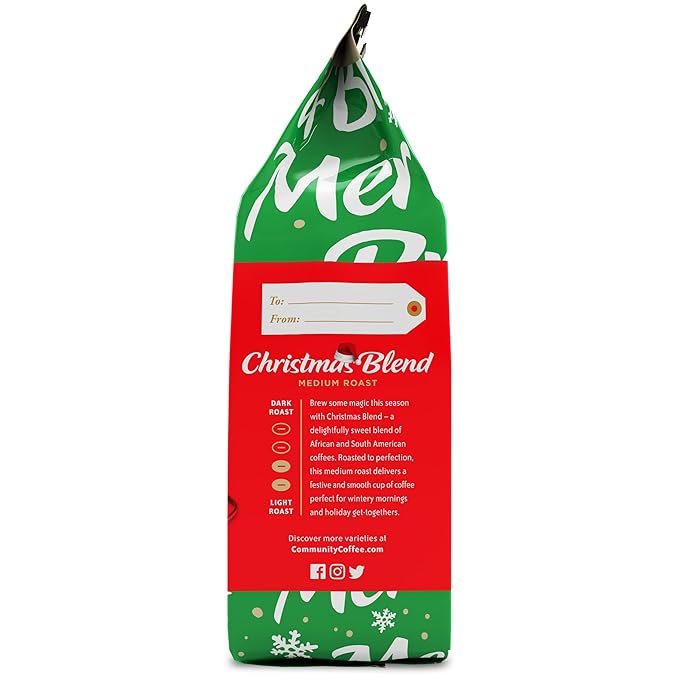 Community Coffee Christmas Blend Ground Coffee, Medium Roast, 12 oz Bag (Pack of 6)