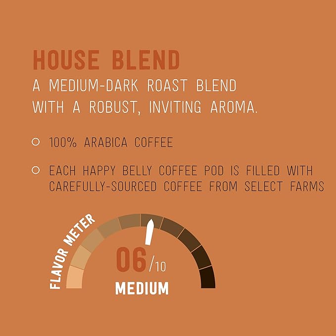 Amazon Brand - Happy Belly Medium Roast Coffee Pods, House Blend, Compatible with Keurig 2.0 K-Cup Brewers, 100 Count