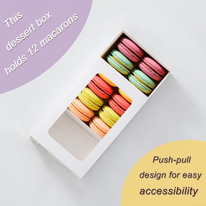 20PCS Macaron Boxes for 12,Chocolate Covered Strawberry Boxes with Window,Drawer Macaron Packaging Display for Strawberry Gift,Chocolate, Truffles,Desserts