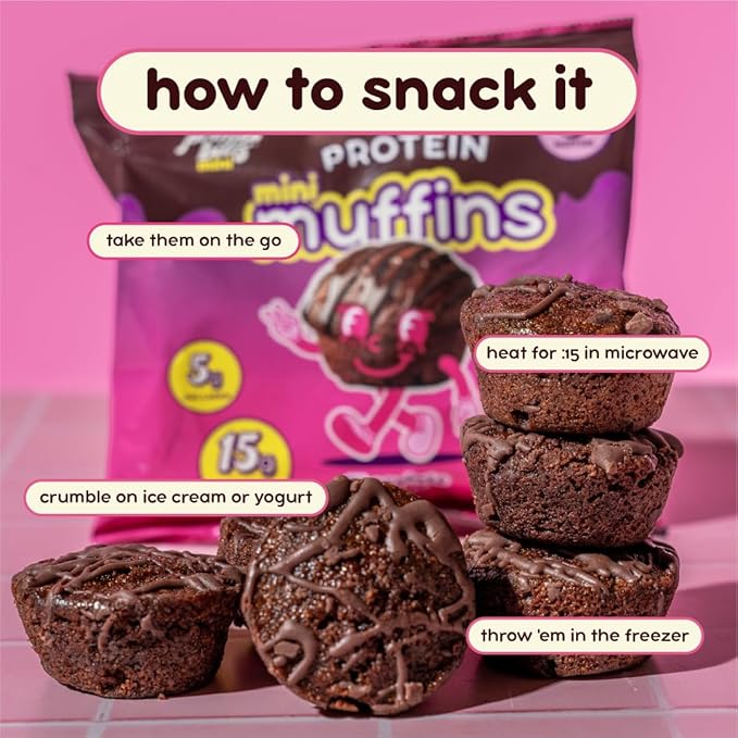 Prime Bites Minis | Protein Mini Muffins from Alpha Prime Supplements | High Protein, Collagen Fortified Low Sugar Treat | Delicious Snack | 12 Packs per Box - Chocolate Fudge