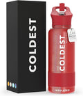 Coldest Insulated Water Bottle with Straw Lid - Stainless Steel Metal Insulated Bottle for Men & Women (Mars Red Glitter, 32 oz)