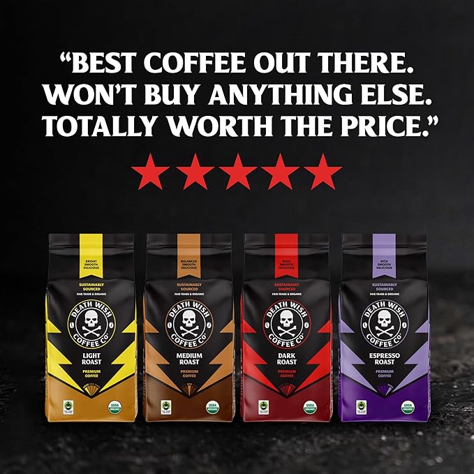 Death Wish Coffee, Light Roast Whole Bean Coffee, 16 Ounce
