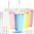 Clear Tumbler Cup, 16 oz Plastic Iced Coffee Cup with Lid and Straw, 6 Pack, Reusable and Dishwasher Safe, for Gatherings and Outdoor Adventures (6, Bright Color)
