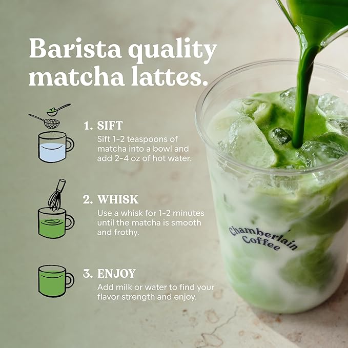 Chamberlain Coffee Chocolate Matcha - Ceremonial Grade Matcha Powder with Rich Cocoa, Vegan Japanese Gluten-Free Organic Green Tea Powder for Hot and Iced Drinks - 1.06 Oz Pouch