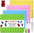 Large Gummy Bear Molds Candy Molds, No Stick Chocolate Candy Gummy Molds,Gummie Molds Premium Silicone,Pack of 4 with 2 Droppers