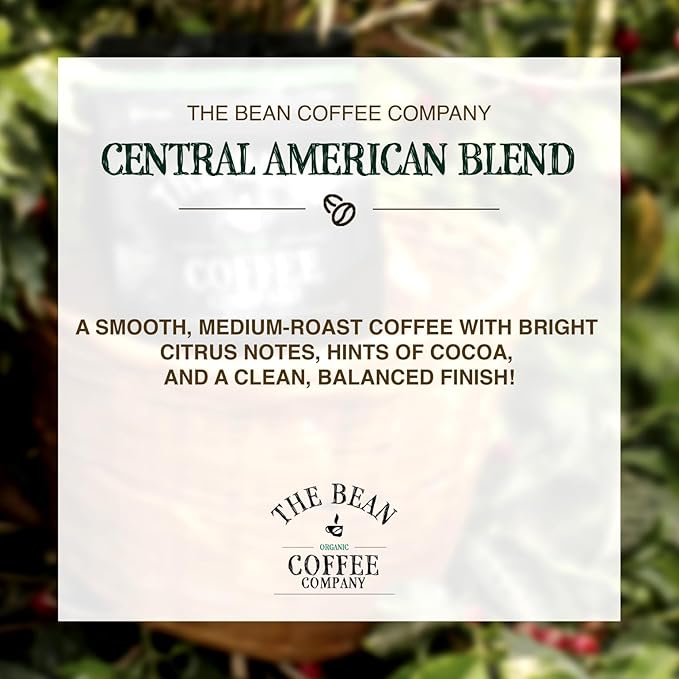 The Bean Organic Coffee Company Central America, Medium Roast, Whole Bean Coffee, 16-Ounce Bags (Pack of 2)
