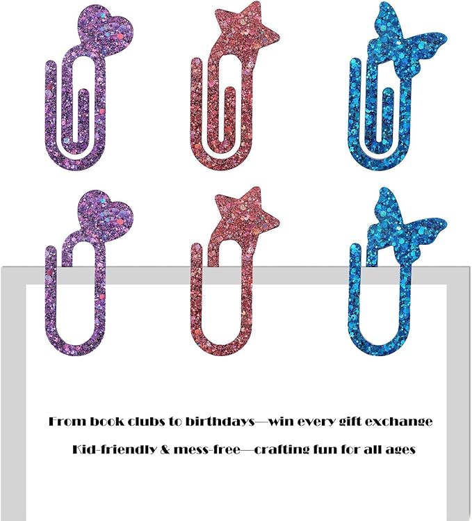 Resin Bookmark Mold Silicone Molds for Epoxy Paperclips, 9-in-1 Heart & Star Shapes, Quick Release Craft Supplies, Gift for Book Lovers